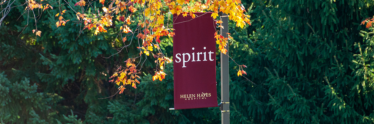 Spirit banner on the Helen Hayes Hospital campus