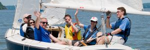 Adapted sports group sailing on the Hudson River